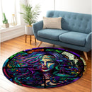 Stained Glass Medusa Snakes Round Rug