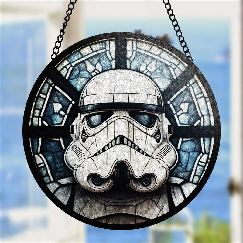 Stormtrooper Round Stained Glass Suncatcher