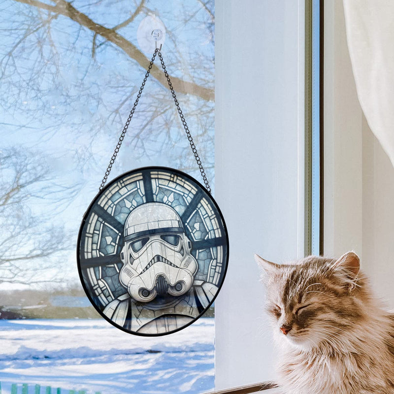 Stormtrooper Round Stained Glass Suncatcher