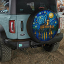 Starry Night Castle Stained Glass Jeep Car Spare Tire Cover