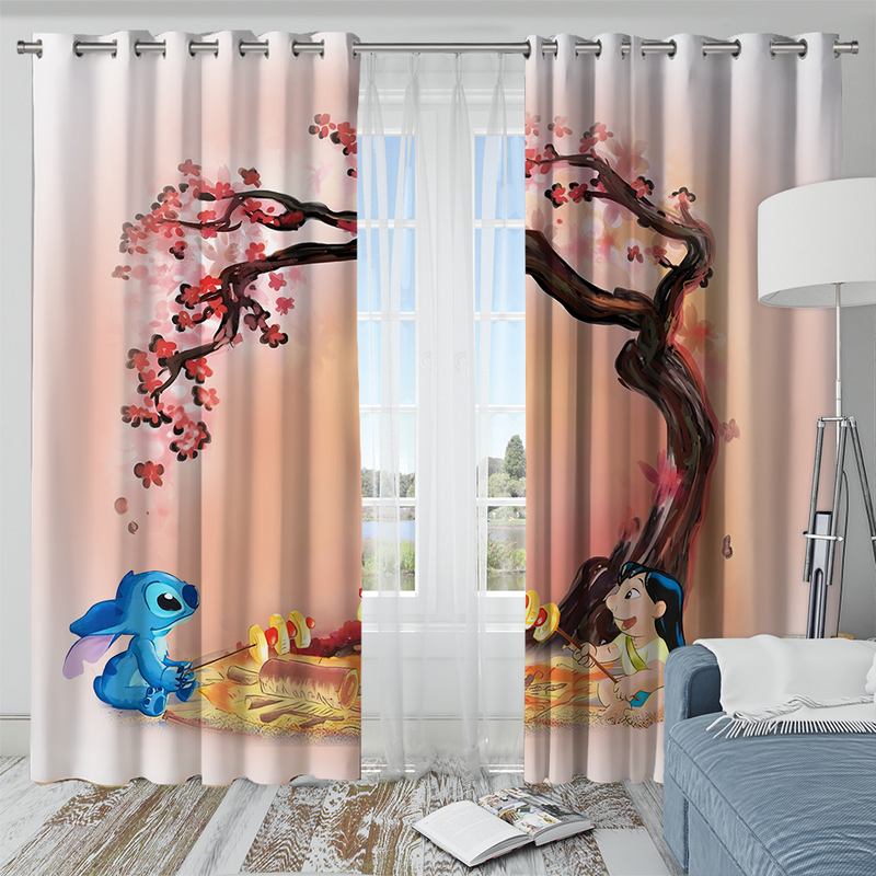 Stick And Lilo Cherry Blossom Window Curtain