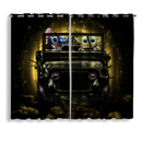 Stitch And Yoda Ride Jeep Moonlight Halloween Funny Window Curtain