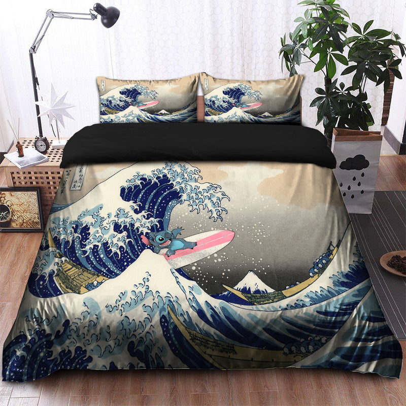 Stitch The Great Wave Japan Bedding Set Duvet Cover And 2 Pillowcases