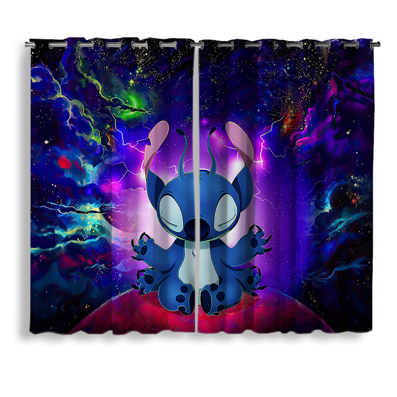 Stitch Yoga Love You To The Moon Galaxy Window Curtain