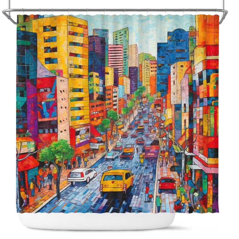 Street Colorfull Cartoon Shower Curtain