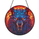 Wolf Round Stained Glass Suncatcher