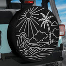Summer Beach Line Art Car Spare Tire Cover