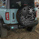 Summer Beach Line Art Car Spare Tire Cover