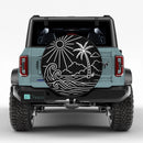 Summer Beach Line Art Car Spare Tire Cover