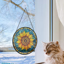 Sunflower Art Round Stained Glass Suncatcher