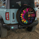 Sunflower Jeep Girl Leopard Car Spare Tire Cover