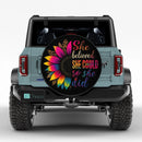 Sunflower Jeep Girl Leopard Car Spare Tire Cover