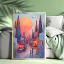 Dream City Watercolor - Living Room - Canvas Wall Art - Print - Wall Decor
