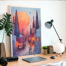 Dream City Watercolor - Living Room - Canvas Wall Art - Print - Wall Decor