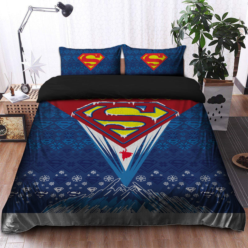 Superman 1 Christmas Bedding Set Duvet Cover And 2 Pillowcases Nearkii