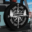 Take the Road Less Traveled Compass Mountain Jeep Car Spare Tire Cover