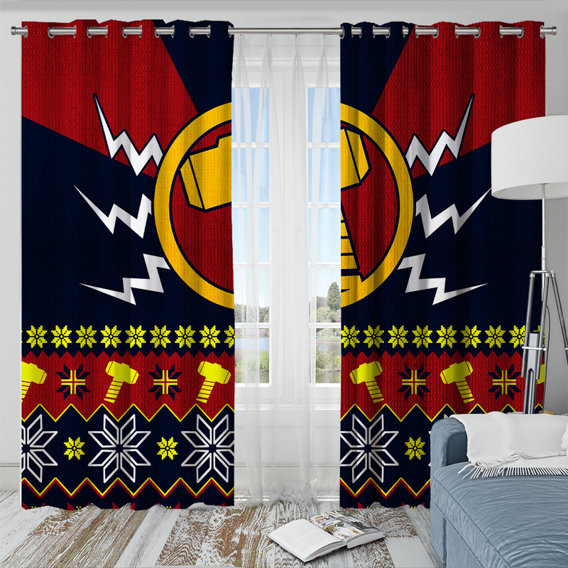 Thunder Thor Hammer Mjolnir Christmas Window Curtain