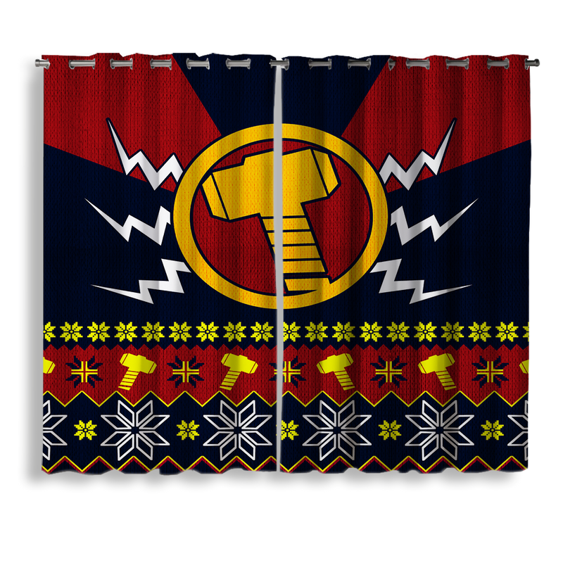 Thunder Thor Hammer Mjolnir Christmas Window Curtain