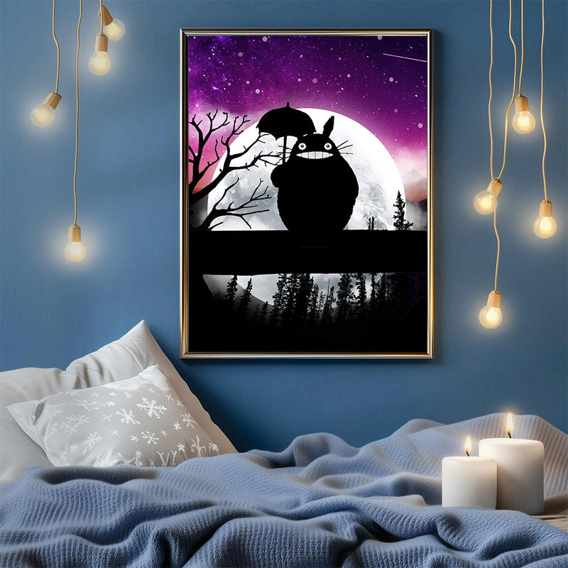 Totoro Ghibli Moon Night - Living Room - Canvas Wall Art - Print - Wall Decor