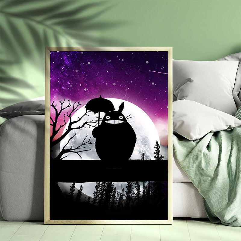 Totoro Ghibli Moon Night - Living Room - Canvas Wall Art - Print - Wall Decor