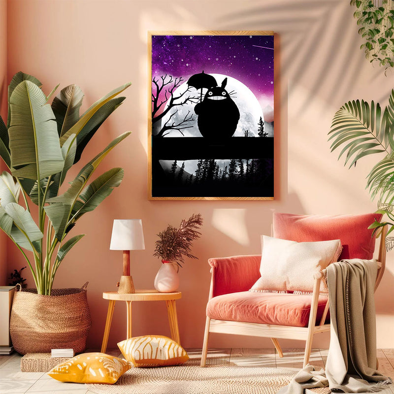 Totoro Ghibli Moon Night - Living Room - Canvas Wall Art - Print - Wall Decor