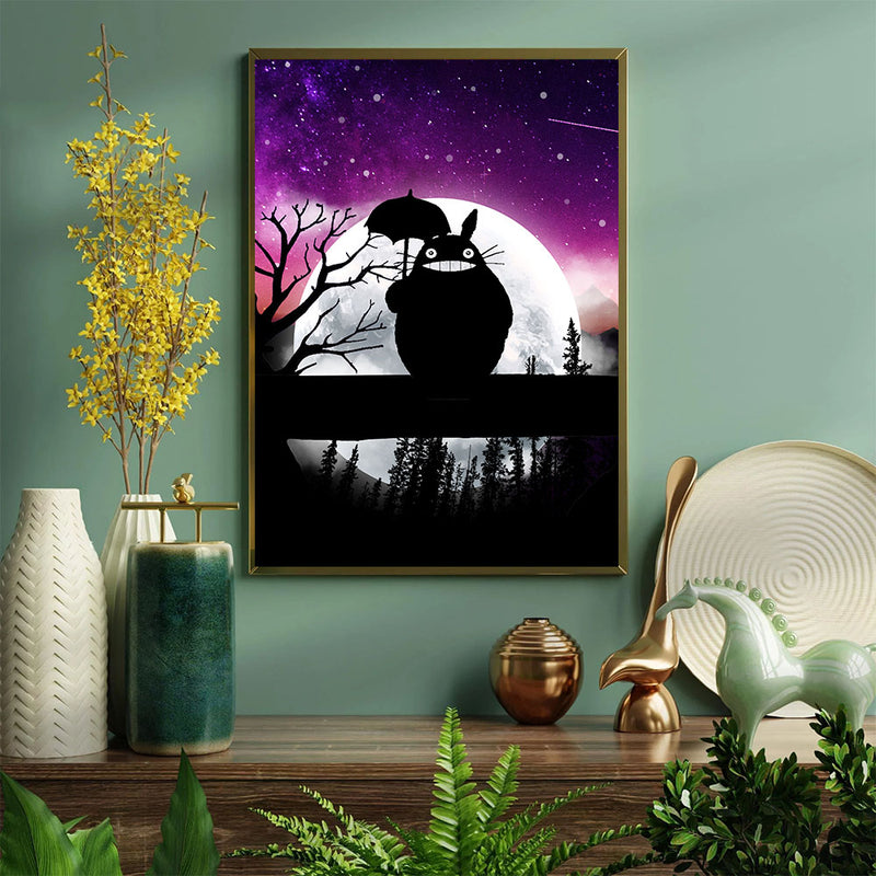 Totoro Ghibli Moon Night - Living Room - Canvas Wall Art - Print - Wall Decor