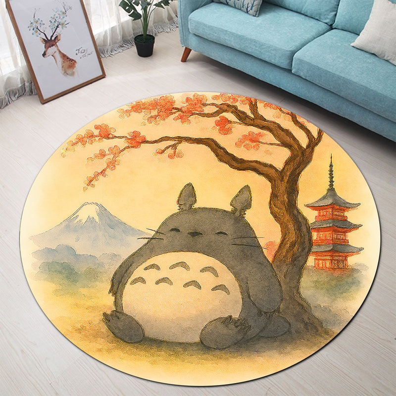 Totoro Japan Autumn Round Rug