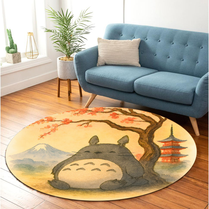 Totoro Japan Autumn Round Rug