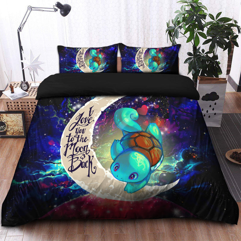 Squirtle Pokemon Love You To The Moon Galaxy Bedding Set Duvet Cover And 2 Pillowcases Nearkii