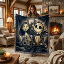 Moon Nightmare Before Christmas Jack Sally Woven Throw Blanket