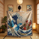 Kyogre Vs Groudon The Great Wave Japan Woven Throw Blanket