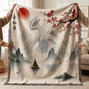Lugia Pokemon in the Japan Landscape Woven Throw Blanket