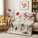 Lugia Pokemon in the Japan Landscape Woven Throw Blanket