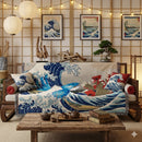 Kyogre Vs Groudon The Great Wave Japan Woven Throw Blanket