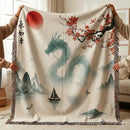 Shenron Dragon Ball In Japan Landscape Woven Throw Blanket