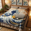 Pikachu The Great Wave Japan Woven Throw Blanket