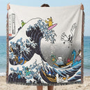 Pokemon The Great Wave Japan Woven Throw Blanket