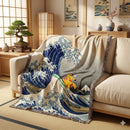Pikachu The Great Wave Japan Woven Throw Blanket