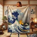 Pikachu The Great Wave Japan Woven Throw Blanket