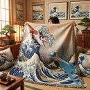 Latios vs Latias Pokemon The Great Wave Japan Woven Throw Blanket