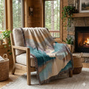Misty Mountain Forest Nature Green Pines Scenery Woven Throw Blanket