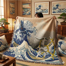 Arceus Vs Dialga Pokemon The Great Wave Japan Woven Throw Blanket