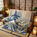 Arceus Vs Dialga Pokemon The Great Wave Japan Woven Throw Blanket