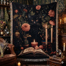 Floral Black Cat Witchy Woven Throw Blanket