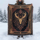 Viking Deer Skull Woven Throw Blanket