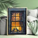 Two Doves By The Window Painting - Living Room - Canvas Wall Art - Print - Wall Decor