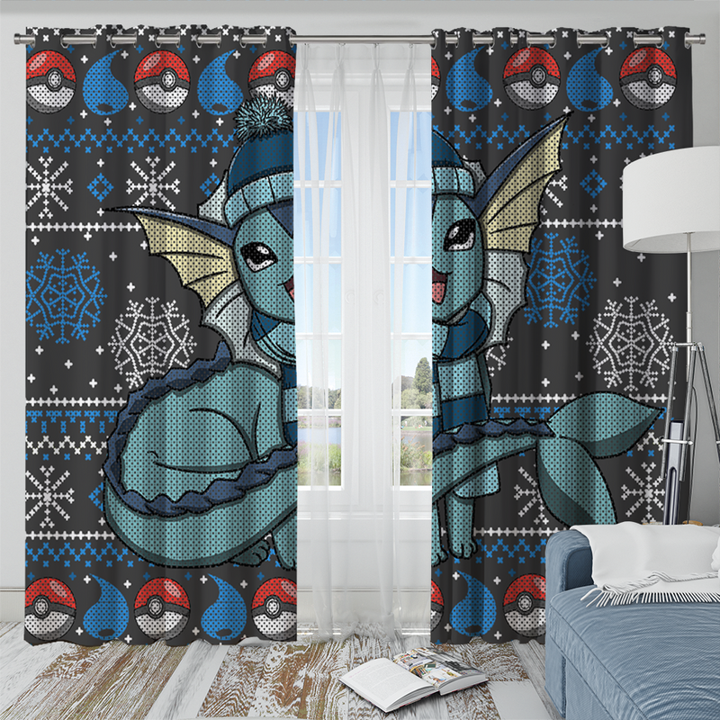 Pokemon Vaporeon Eevee Evolution Christmas Window Curtain