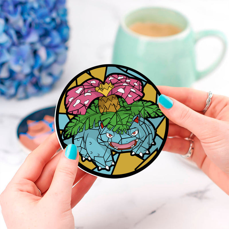 Venusaur Pokemon Stained Glass Decor Coaster - Gift Idea