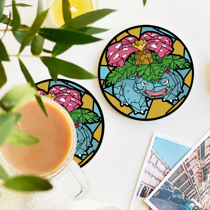 Venusaur Pokemon Stained Glass Decor Coaster - Gift Idea