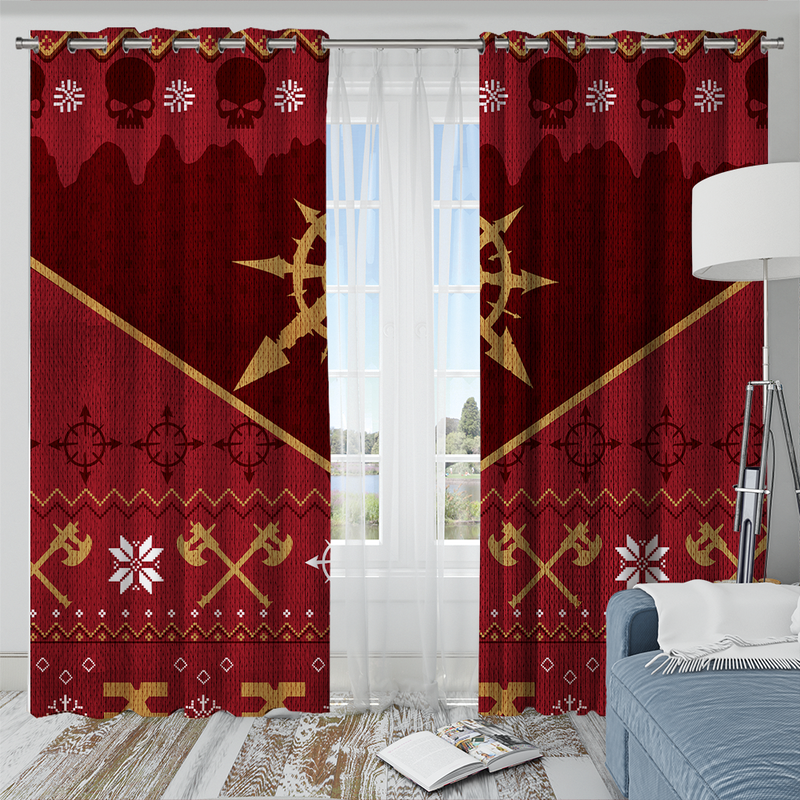 Warhammer 40k Red Christmas Window Curtain